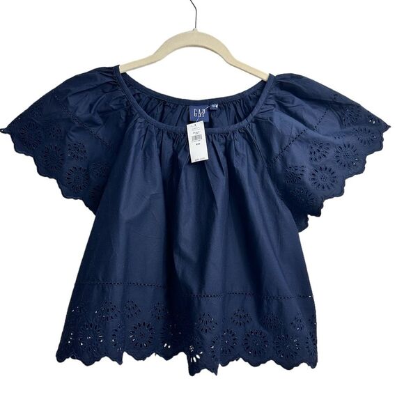 GAP Eyelet Flutter Sleeve Top Size XXSMALL - Picture 2 of 10